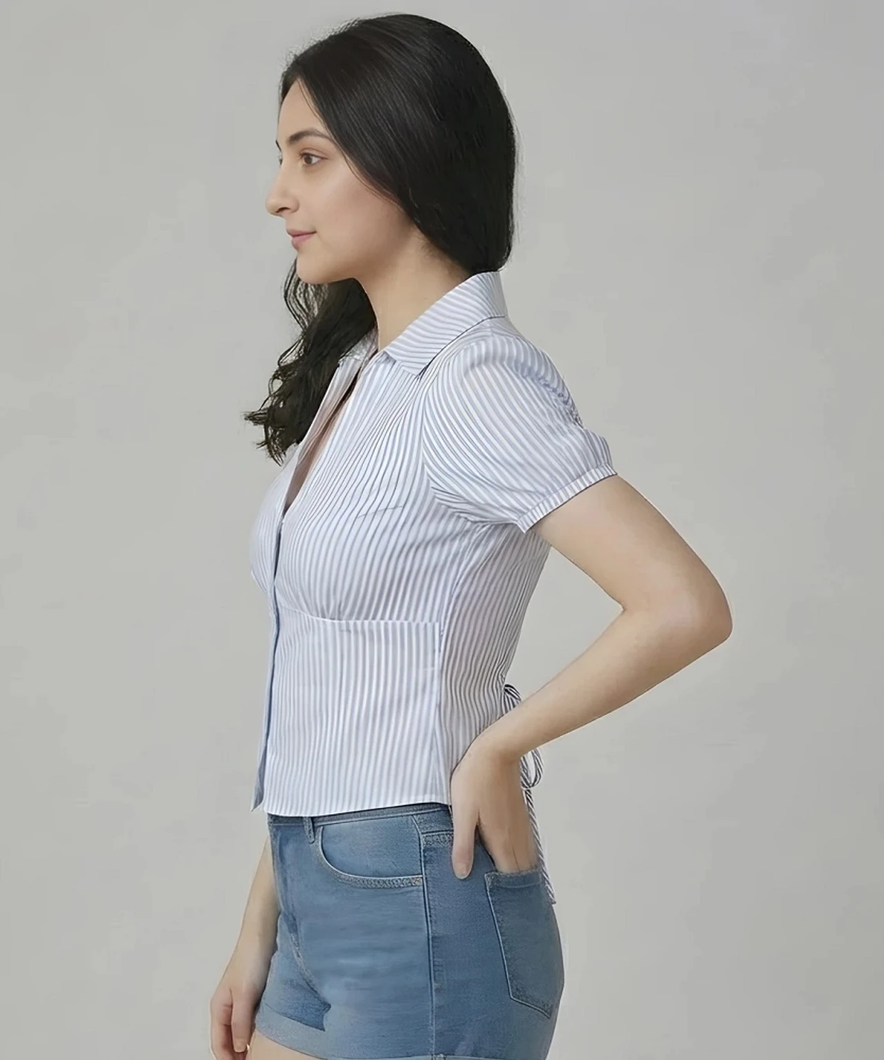 Casual Regular Sleeves Checkered Women Blue Top - Image 2